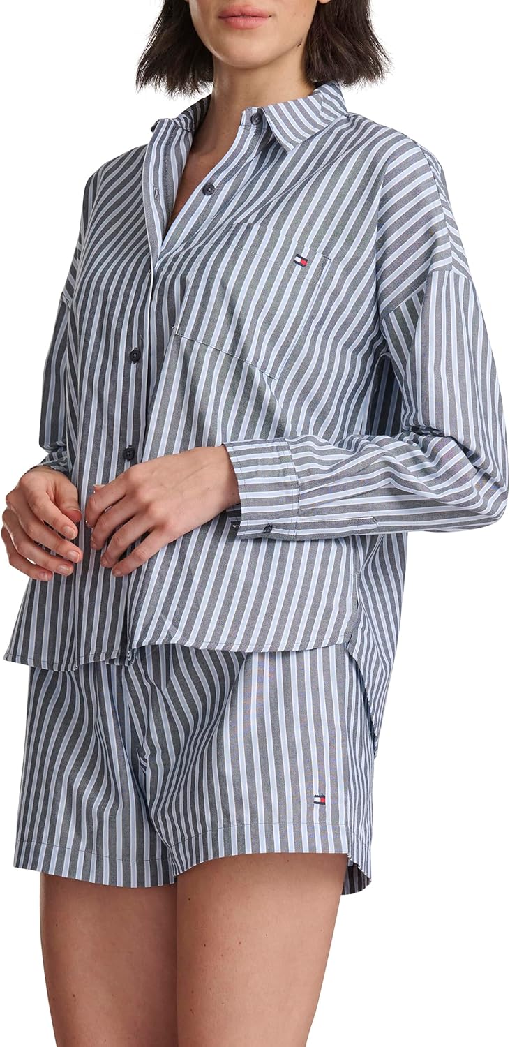 Женская блузка-слип Tommy Hilfiger Boyfriend Fit, Sky Captain Stripe — фото 2