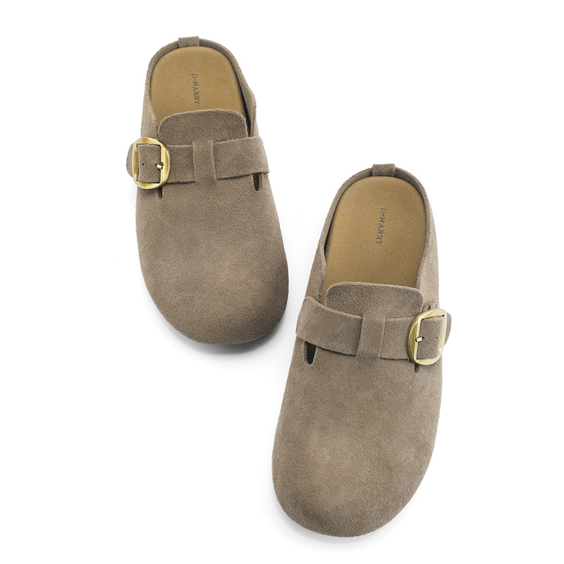 DHARRY Женские домашние тапочки с закрытым носком Leisure Time Collection серые, цвет Gray — фото 4