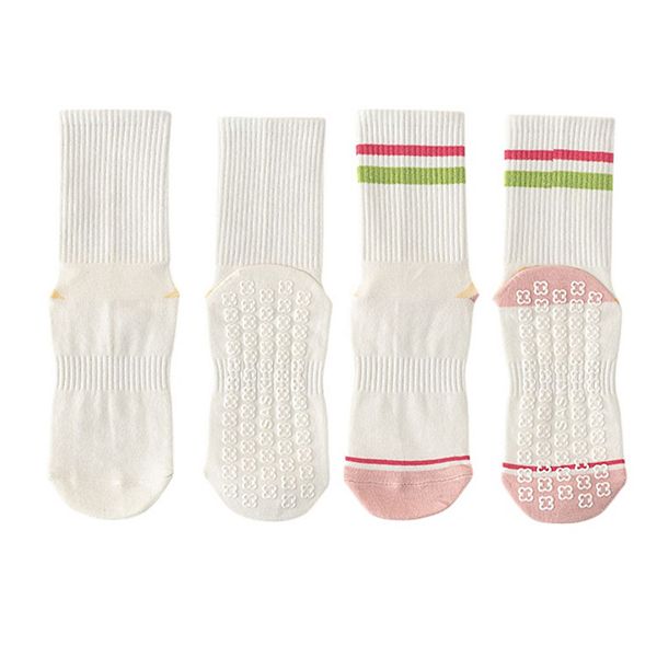 

Женские спортивные носки с полосой на манжете и противоскользящей подошвой для йоги и фитнеса Anna-Kaci, White Pink