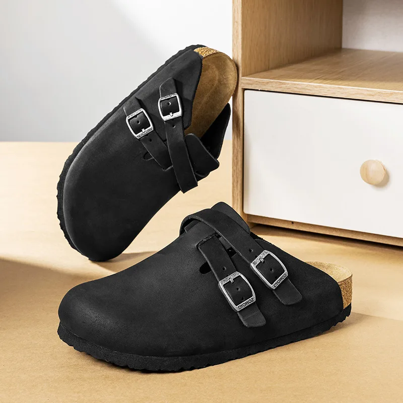 Мужские противоскользящие тапочки с закрытым носком DONGYUANWUZUO, Matte Black — фото 4