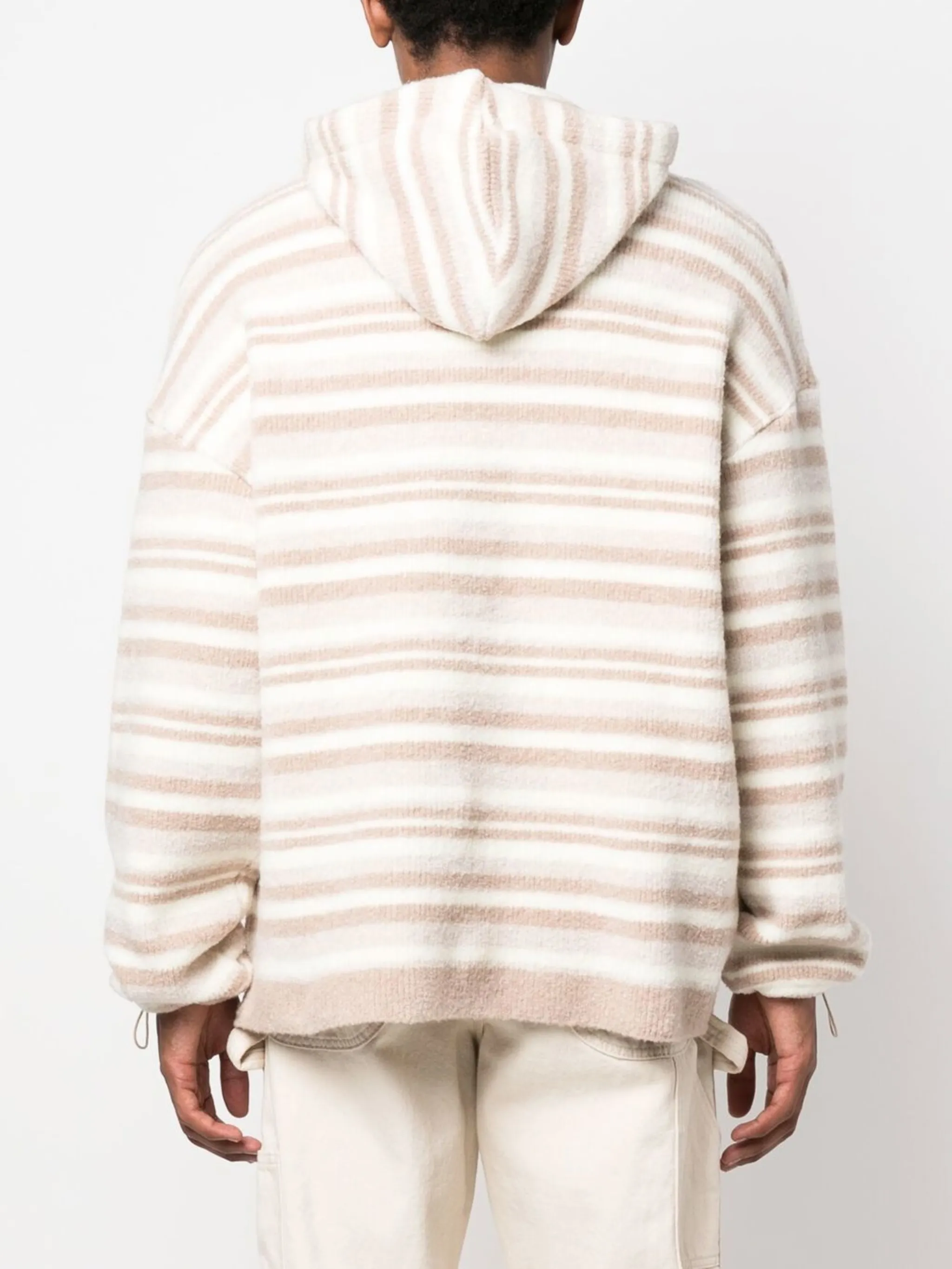 Трикотажное худи оверсайз в полоску Jacquemus, белый — фото 4