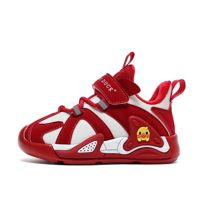 Детские повседневные кроссовки low top из искусственной кожи с амортизацией, износостойкие WALNUT DUCK, 23001m/Burgundy Thin Cotton