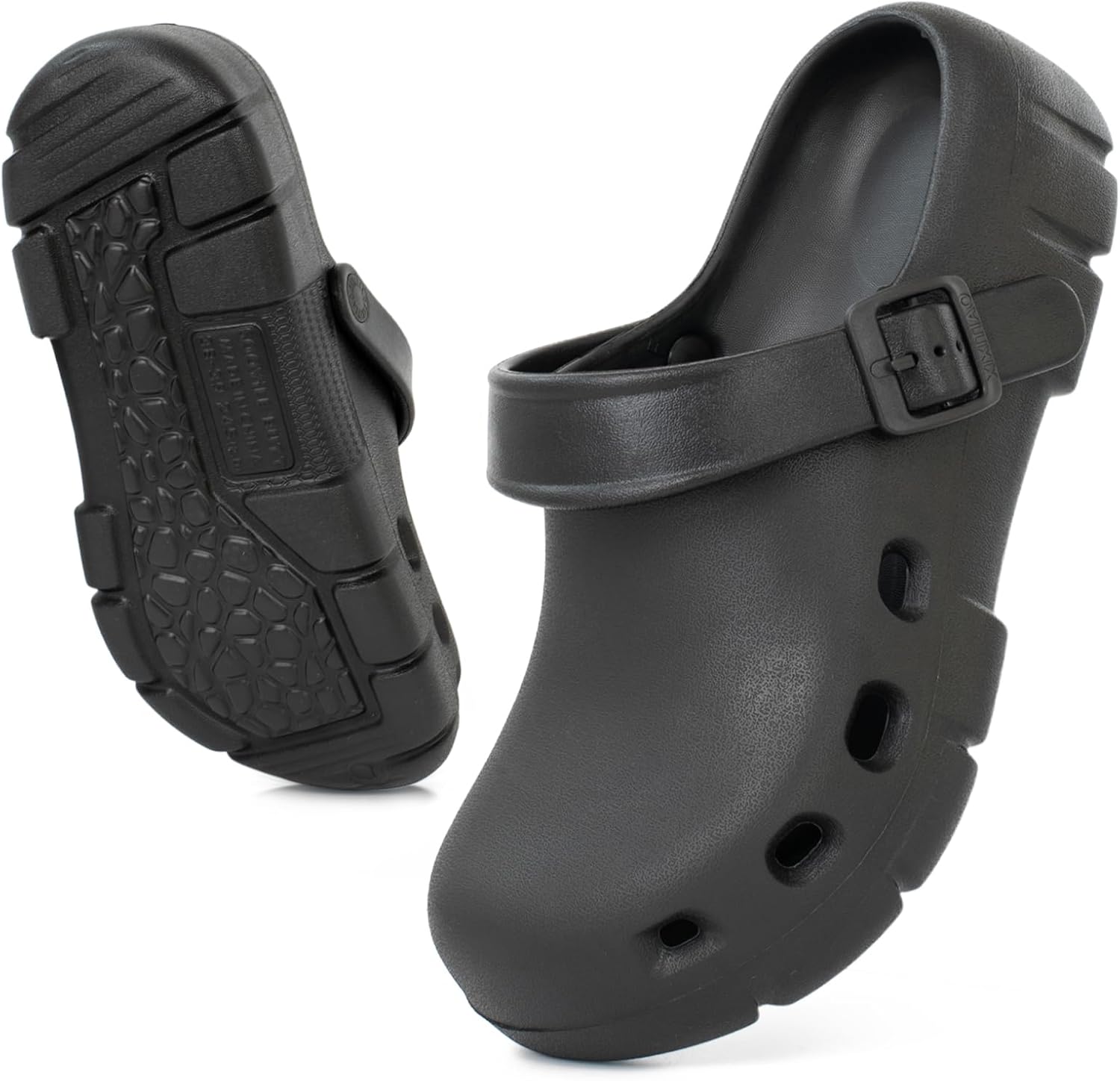 

Рабочие сабо HORMAUWORD унисекс для мужчин и женщин, с отверстиями, дышащие, противоскользящие, с поддержкой свода стопы, легкие пляжные тапочки для медсестер, садоводов, для использования в помещении и на открытом воздухе, черный