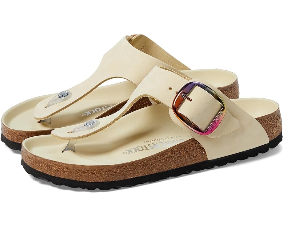 

Сандалии Birkenstock Gizeh Big Buckle Iridescent, экрю