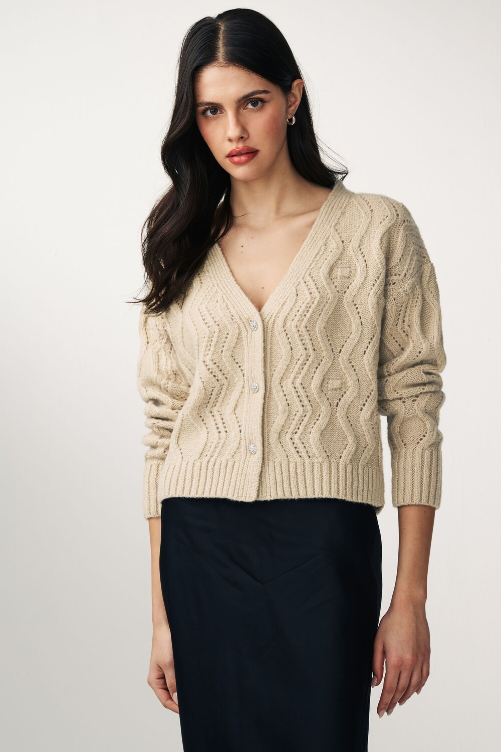 

Кардиган с пуговицами со стразами Next, коричневый