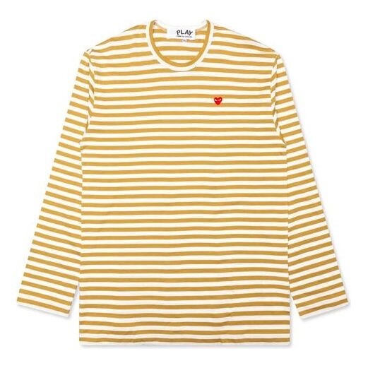 

Футболка striped mini logo long sleeves tee 'yellow white' Comme Des Garcons Play, белый