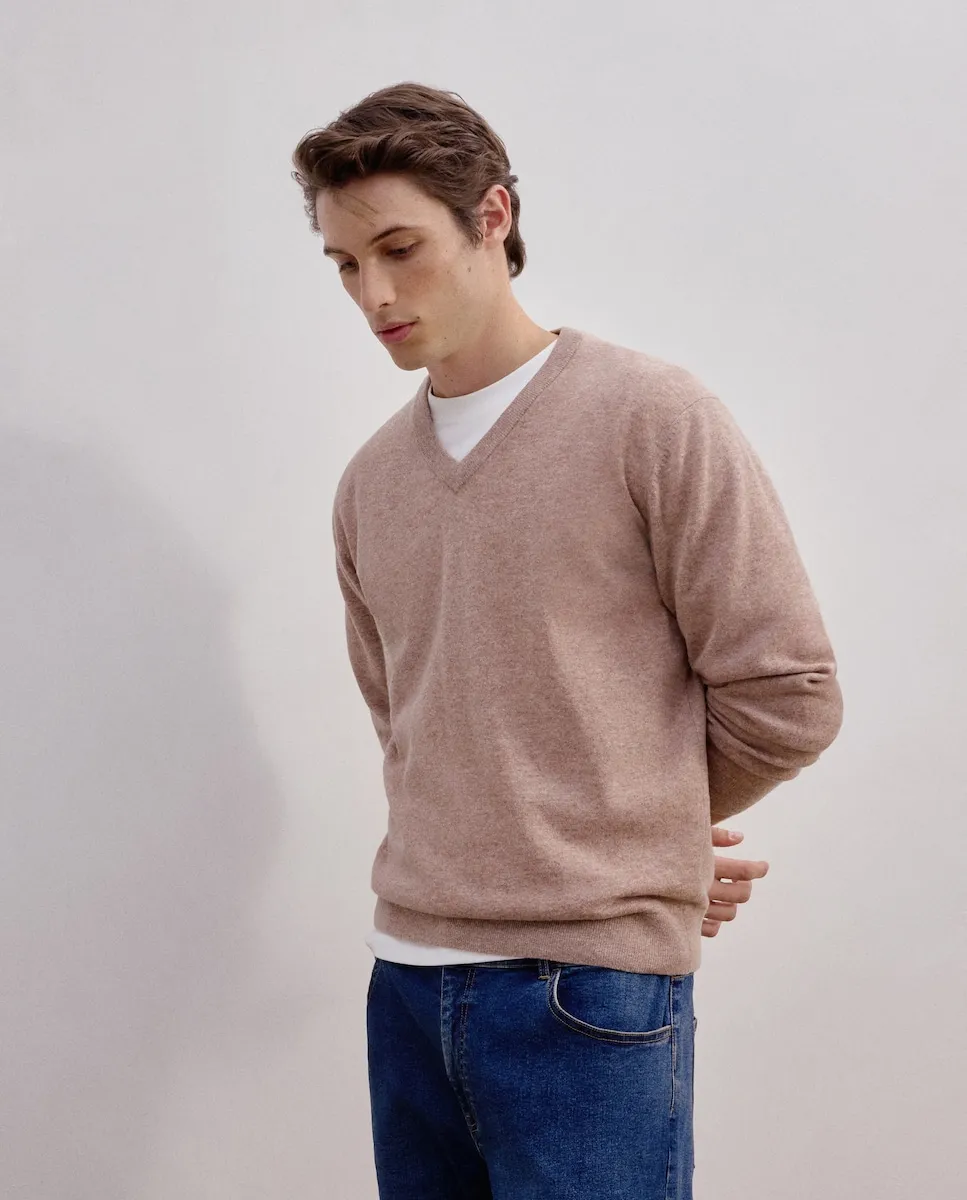 

Мужской свитер с V-образным вырезом Dustin, бежевый