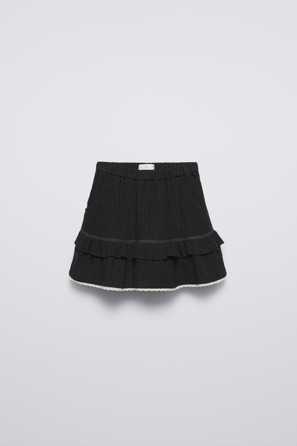 

Юбка-бермуды с кружевными оборками ZARA, антрацитово-серый