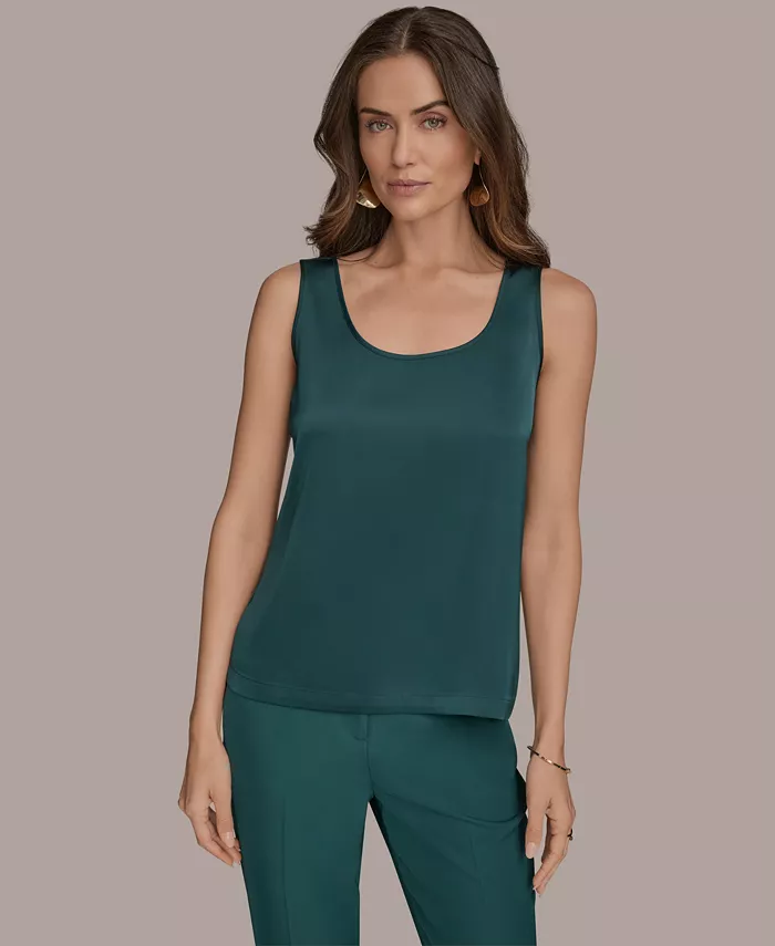 

Женская атласная майка с круглым вырезом Donna Karan New York, синий