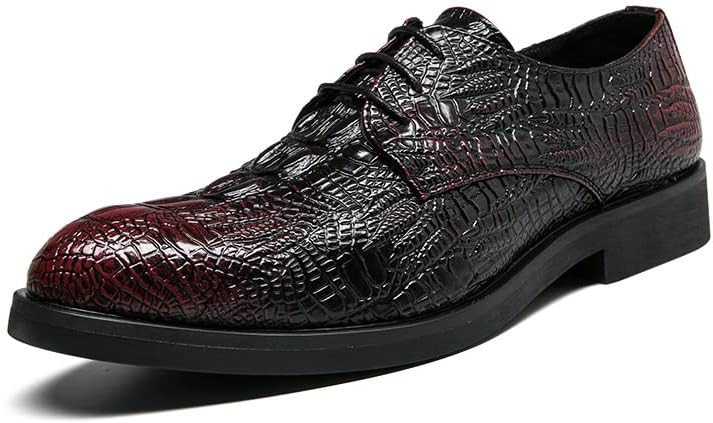

Классические мужские туфли на шнуровке с крокодиловым принтом, из искусственной кожи, на блочном каблуке, с нескользящей резиновой подошвой Zuzala, красный