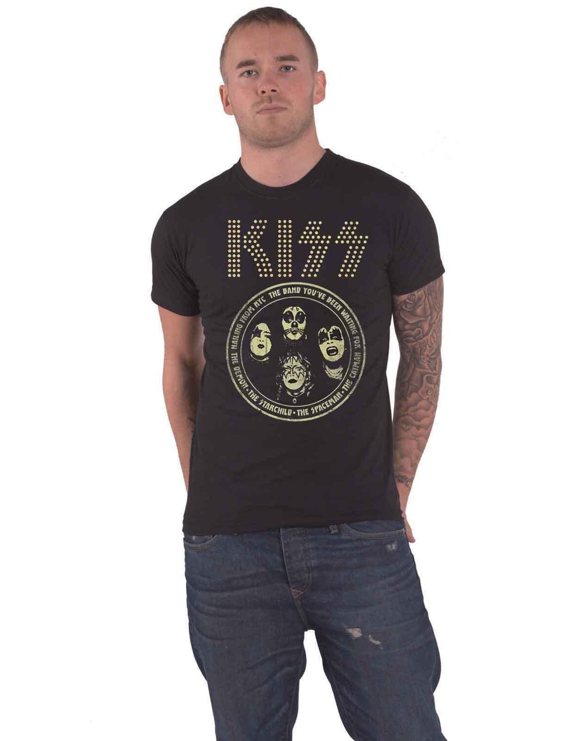 

Футболка с круглым вырезом и логотипом KISS, черный