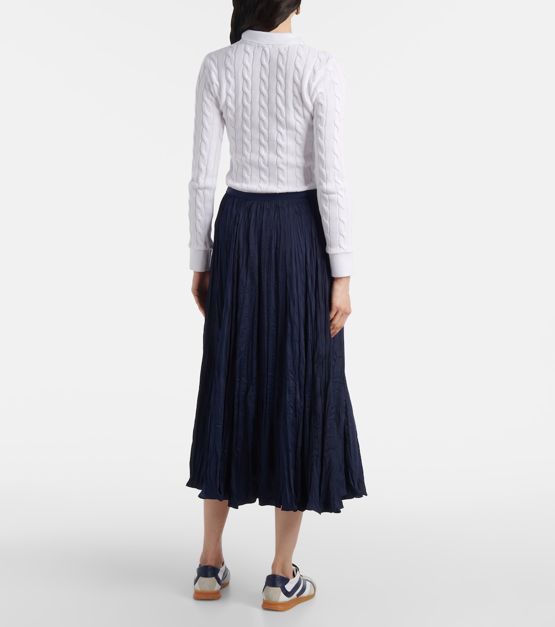 Юбка миди из жатого атласа Polo Ralph Lauren, Newport Navy — фото 3