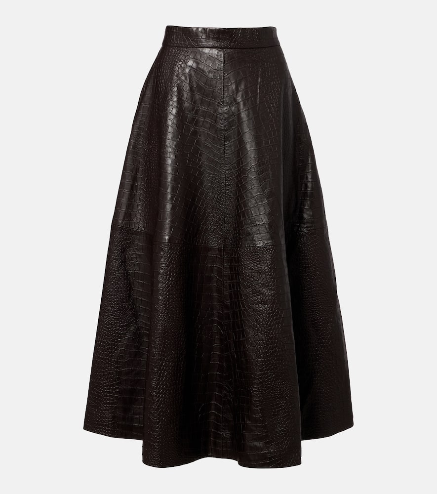 

Юбка миди из кожи с эффектом крокодила Róhe, Mahogany