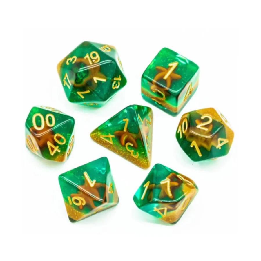 

Набор Poly — морская звезда, просеивающая песок, с золотом (7), Dice Sets - Resin/Acrylic - Rainbow & Multi-Colored (Foam Brain Games)