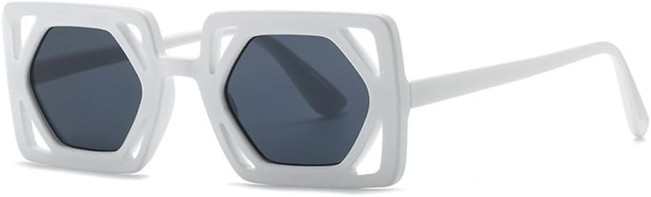 

Полые солнцезащитные очки для женщин и мужчин, модные солнцезащитные очки в винтажном стиле, панк, хип-хоп, роскошные очки с защитой от УФ-излучения UV400 HVTVTLA, White Black