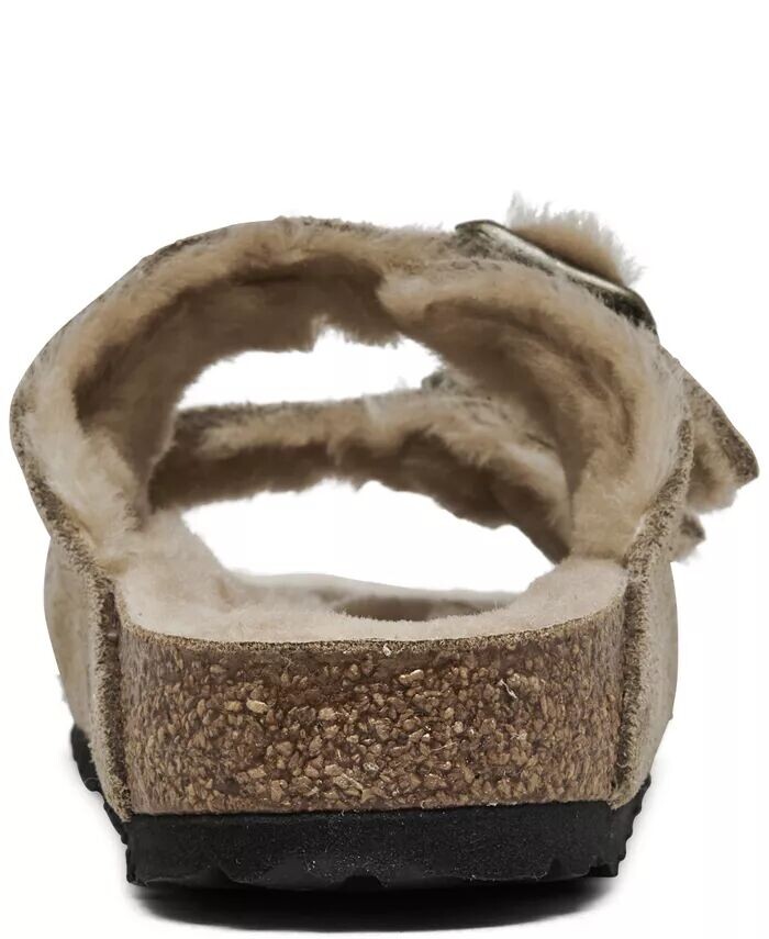 Женские сандалии из замши и кожи Arizona Shearling от Finish Line Birkenstock, коричневый/бежевый — фото 4