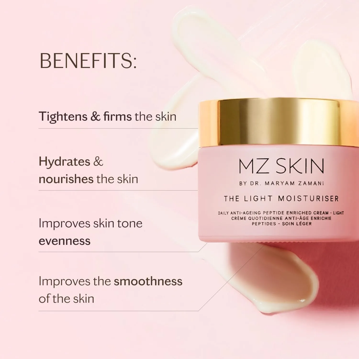 MZ SKIN The Light Moisturiser 1.69 fl oz, увлажняющий антивозрастной крем для лица с гиалуроновой кислотой, био-идентичным коллагеном и пептидами, без жирного блеска, подтягивает и осветляет Mz Skin By Maryam Zamani Md — фото 2