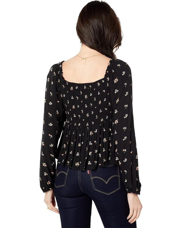 

Топ Lucky Brand Long Sleeve Printed Top, черный мульти