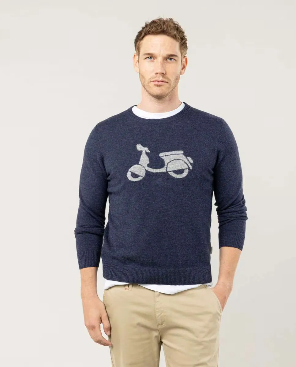 

Мужской джемпер из мериносовой шерсти, темно-синий, с круглым вырезом Scotta 1985