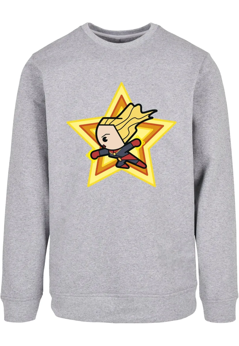 

Свитер с круглым вырезом ABSOLUTE CULT "ABSOLUTE CULT Men's Marvel Kawaii - Captain Marvel Crewneck", серый