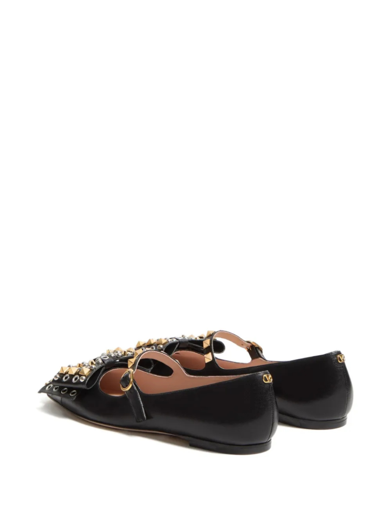 Балетки Valentino Garavani MARY-JANE BOWOW BALLERINA IN KIDSKIN WITH STUDS, черный — фото 3