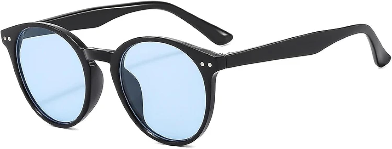 

Солнцезащитные очки с защитой от УФ-излучения UV400 для женщин и мужчин | Круглые линзы конфетных цветов, панк-стиль, заклепки | для занятий спортом на открытом воздухе DSVIGF, Black Blue