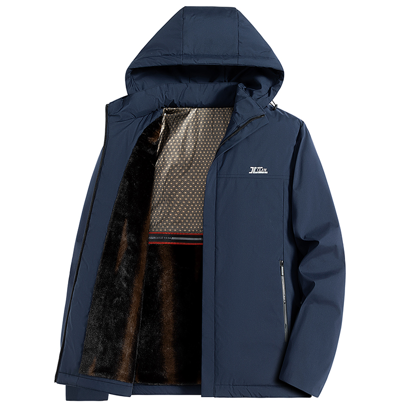 

Пуховик мужской с отстегивающимся капюшоном и подкладкой из флиса VanCamel, темно-синий