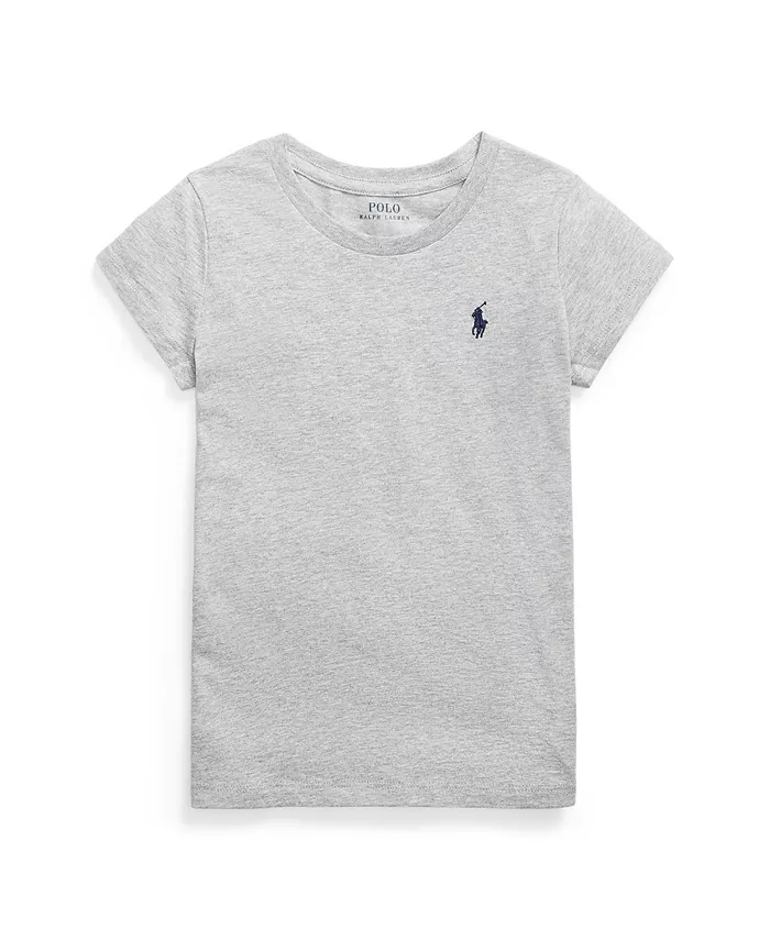 

Футболка с коротким рукавом из хлопкового джерси для девочек постарше Polo Ralph Lauren, серый