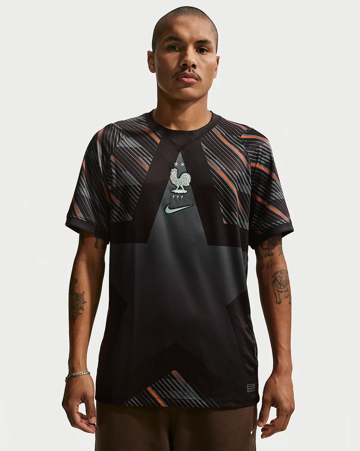 Мужская футболка Nike Dri-FIT Soccer Replica Short-Sleeve Jersey FFF 2026 Stadium Goalkeeper, Black/Medium Ash/Monarch/Igloo