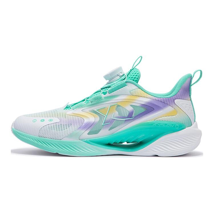 

Кроссовки детские Qing Feng 5.0 GS Low-top белые / зеленые Aurora / фиолетовые Periwinkle Basket Xtep, зеленый