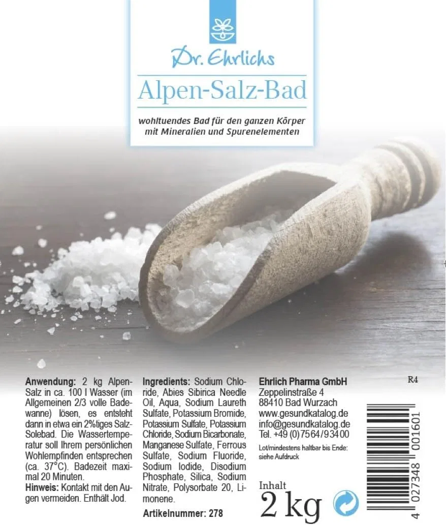 Альпийская соляная ванна Dr. Ehrlichs, 2 кг Dr. Ehrlichs Gesundkatalog — фото 4