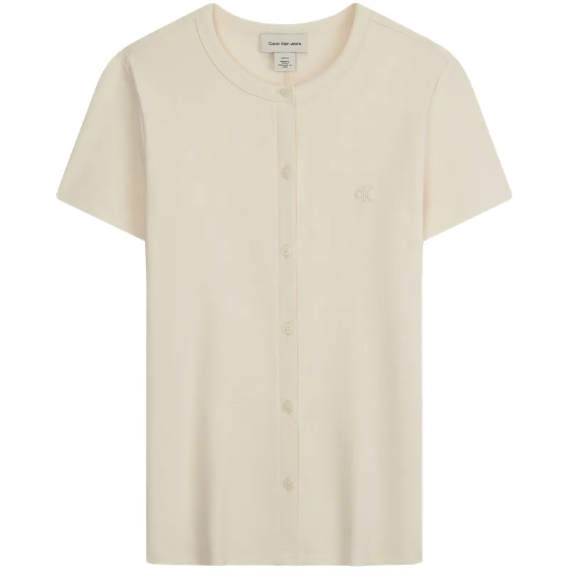 Calvin Klein Футболка женская F7J Ivory с круглым вырезом — фото 3