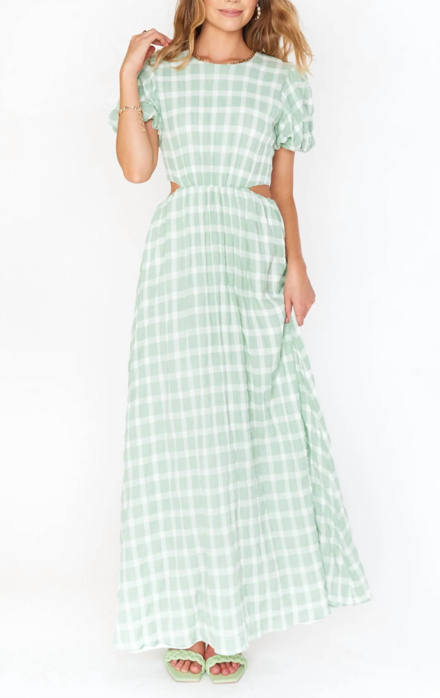 

Платье макси Eloise в зеленую клетку Show Me Your Mumu