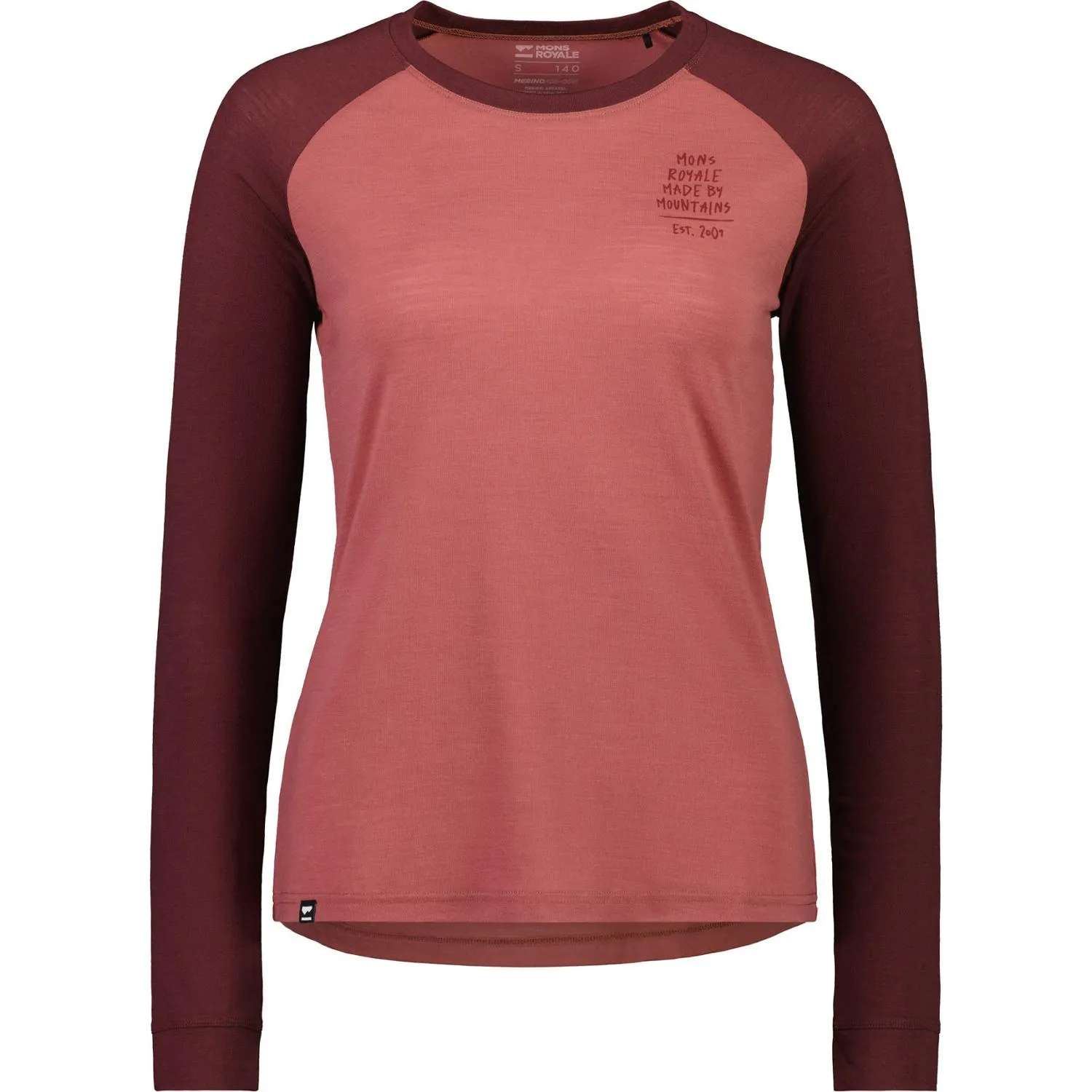 

Женская флисовая футболка Icon Merino Air-Con с рукавом реглан Mons Royale, Dark Chocolate/Terracotta