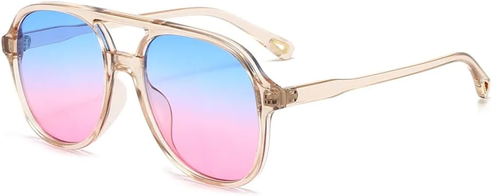 

Солнцезащитные очки для мужчин и женщин - защита UV400 - большая оправа, двойная перемычка, цветные линзы, для занятий спортом на открытом воздухе и вождения DSVIGF, Tea