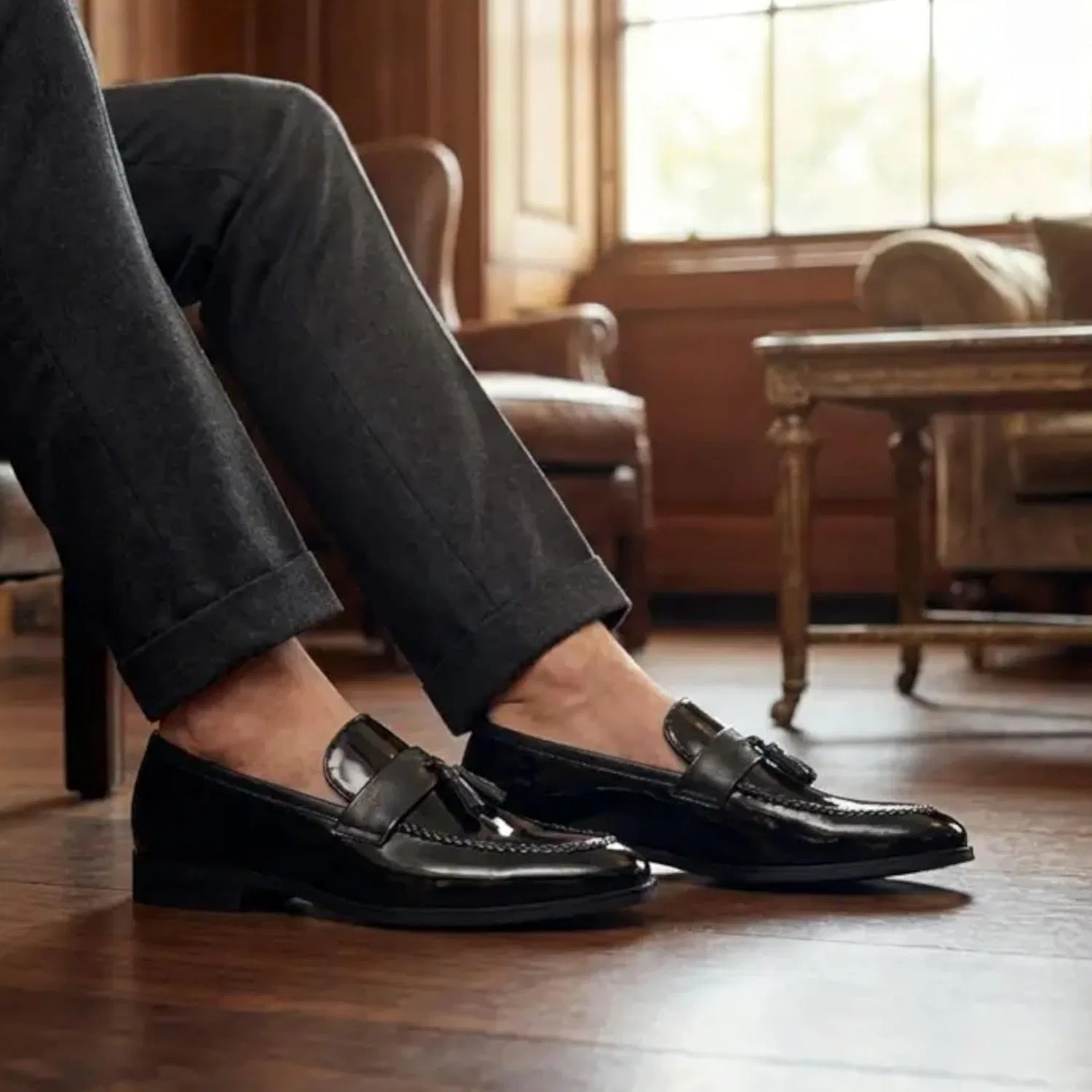 Лоферы мужские Dolcetto Tassel Black Infinity Leather — фото 2
