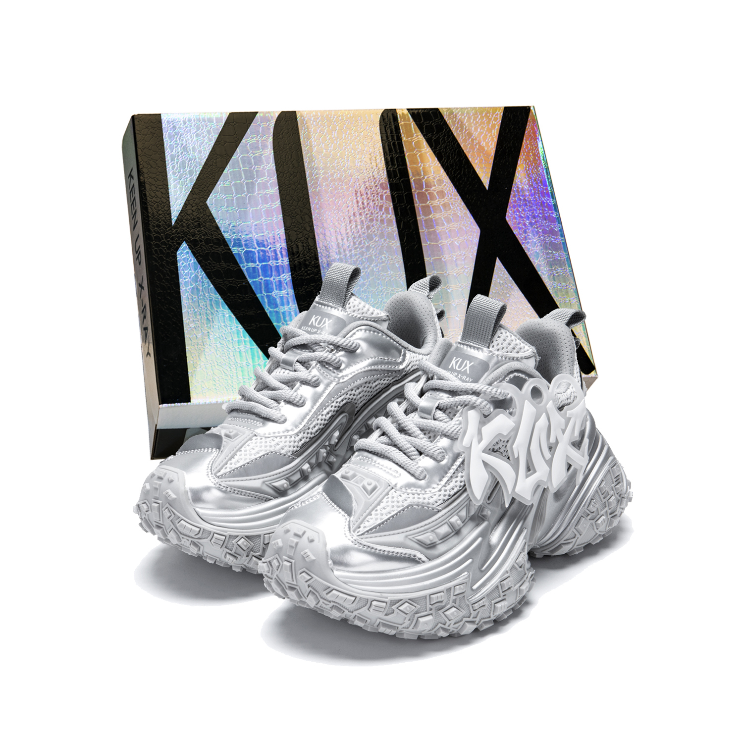 

KUX Городские меха амортизирующие нескользящие износостойкие дышащие низкие массивные кроссовки унисекс с коробкой - черные, цвет Black