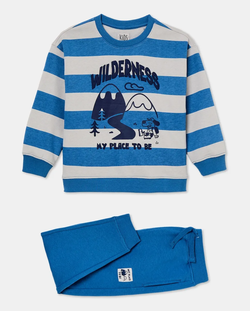 

Комплект из 2 предметов длинная свитшот с застежкой и полосками и плюшевые штаны для мальчика Kids El Corte Inglés, зеленый