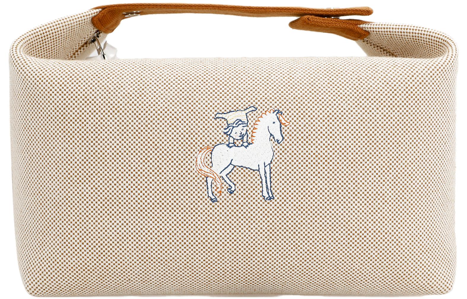 

HERMES Сумка-ланчбокс Bride-a-Brac из хлопкового холста с отделением для хранения унисекс оранжевая