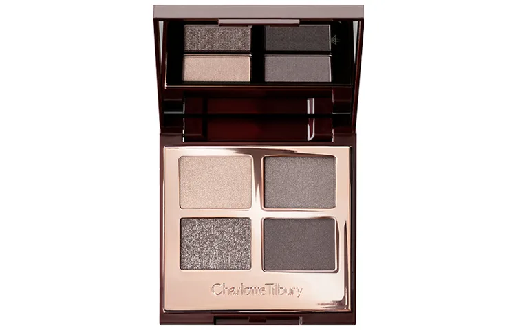 Charlotte Tilbury Тени для век CT Luxurious Color 4 Colors, Pink Brown Delicate Clear, легко растушевываются, 5.2г/6г, подарок на день рождения, Rock
