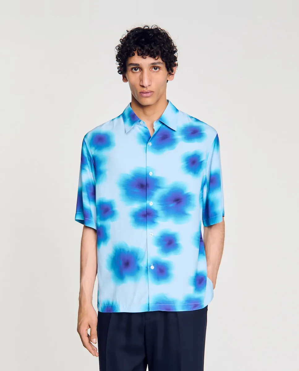 

Мужская рубашка с цветочным принтом Sandro, светло-голубой