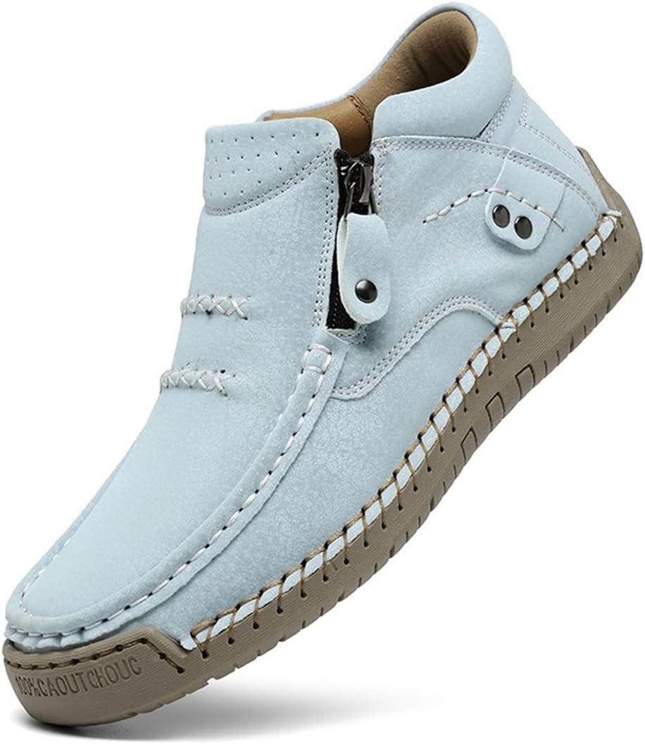 

Мужские и женские высокие лоферы ручной работы с боковой молнией, повседневные, офисные, для путешествий, активного отдыха, походов и прогулок Generic, светло-голубой