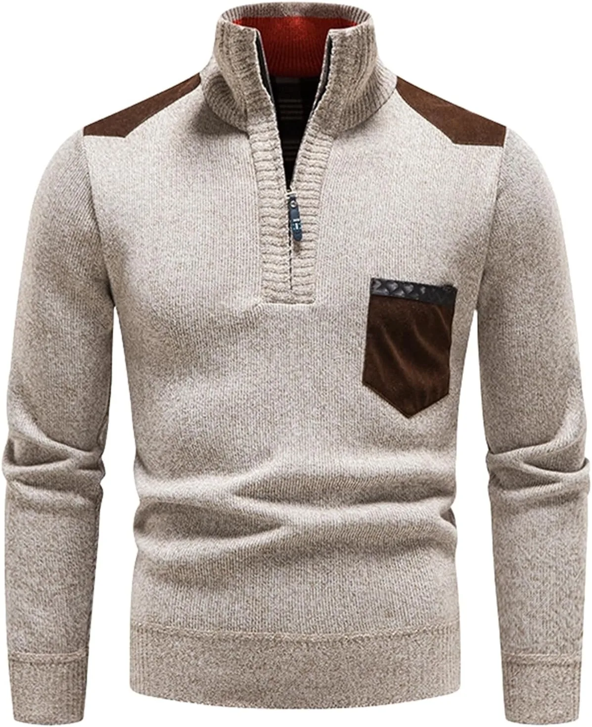 

Мужской свитер с кабельной вязкой и молнией, мягкий водолазка, длинный рукав, для бизнес-кэжуал и работы, осень-зима, Slim Fit CHXLQQX