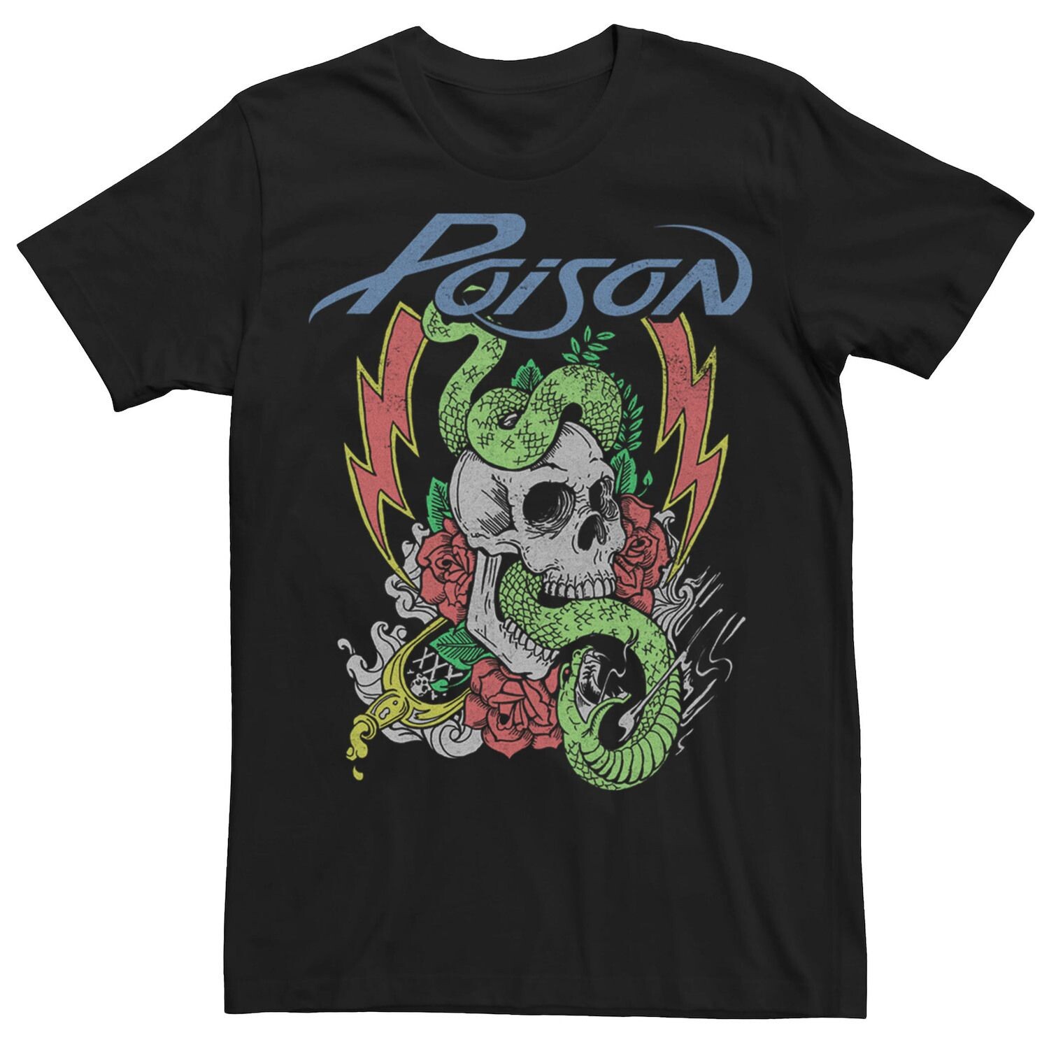 

Мужская футболка с логотипом Poison Snake Skull Rose Neon Licensed Character