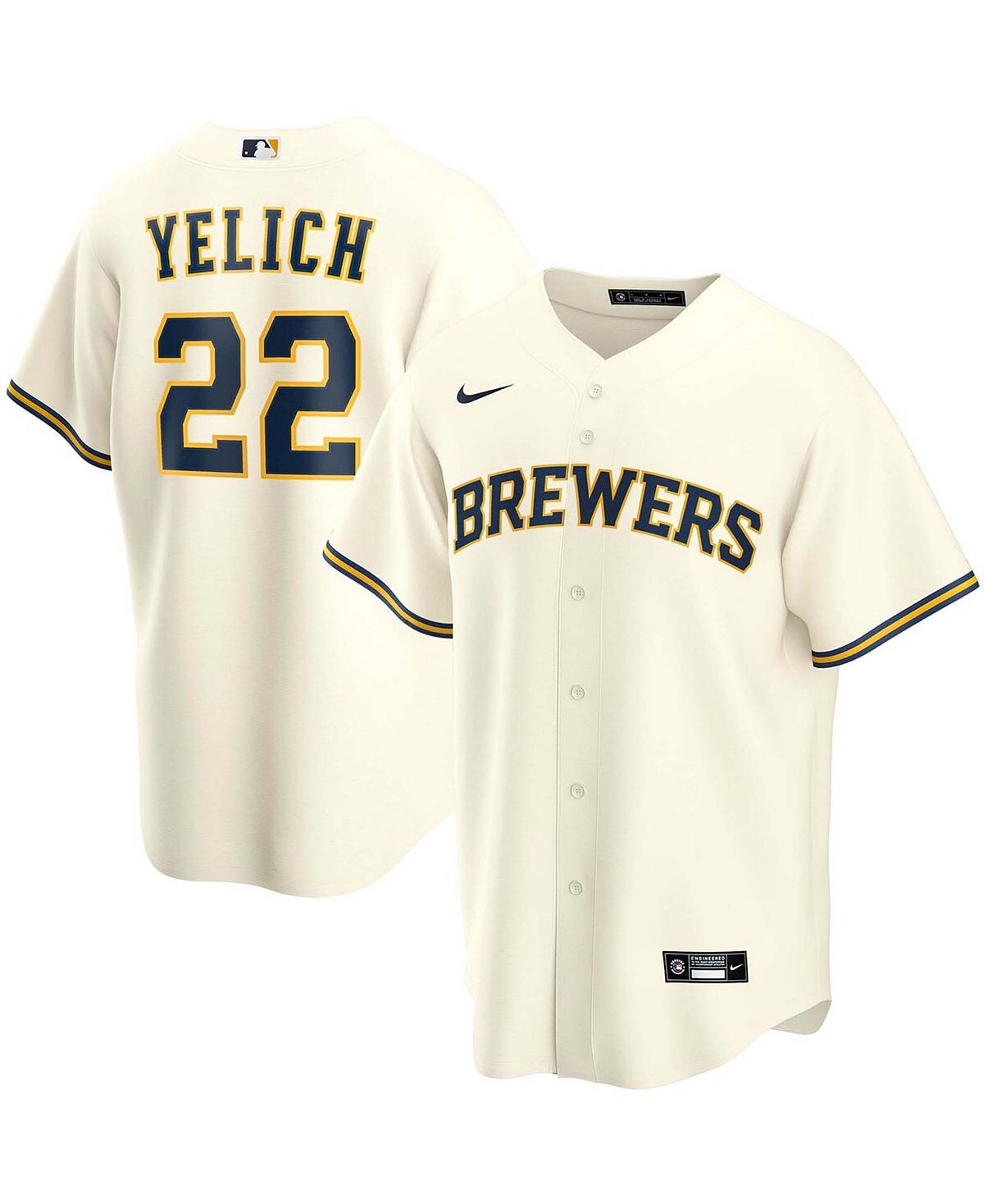 

Мужская футболка Christian Yelich Cream Milwaukee Brewers Альтернативная реплика игрока Nike