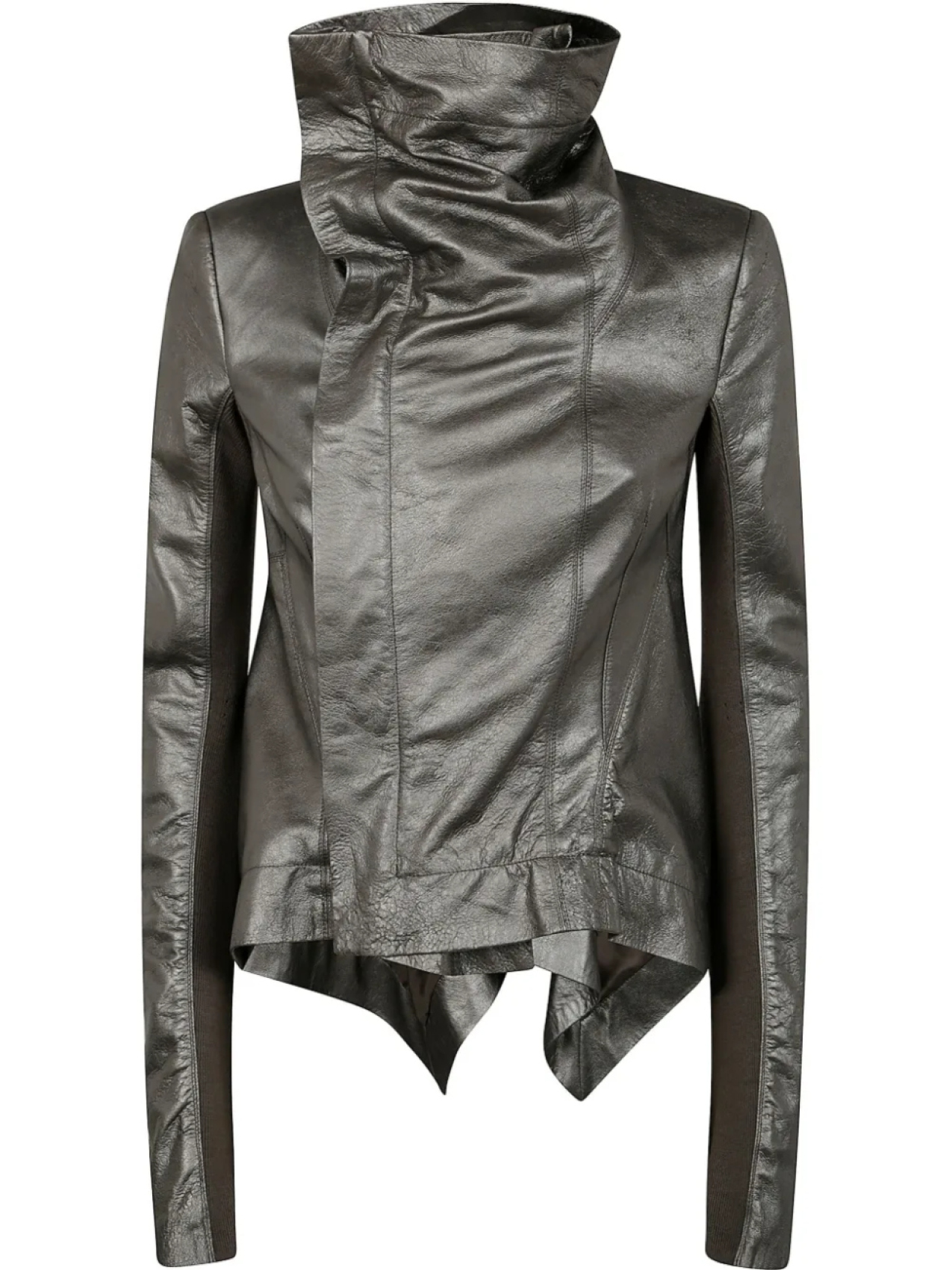 

Кожаная байкерская куртка Рика Оуэнса Rick Owens, серебряный