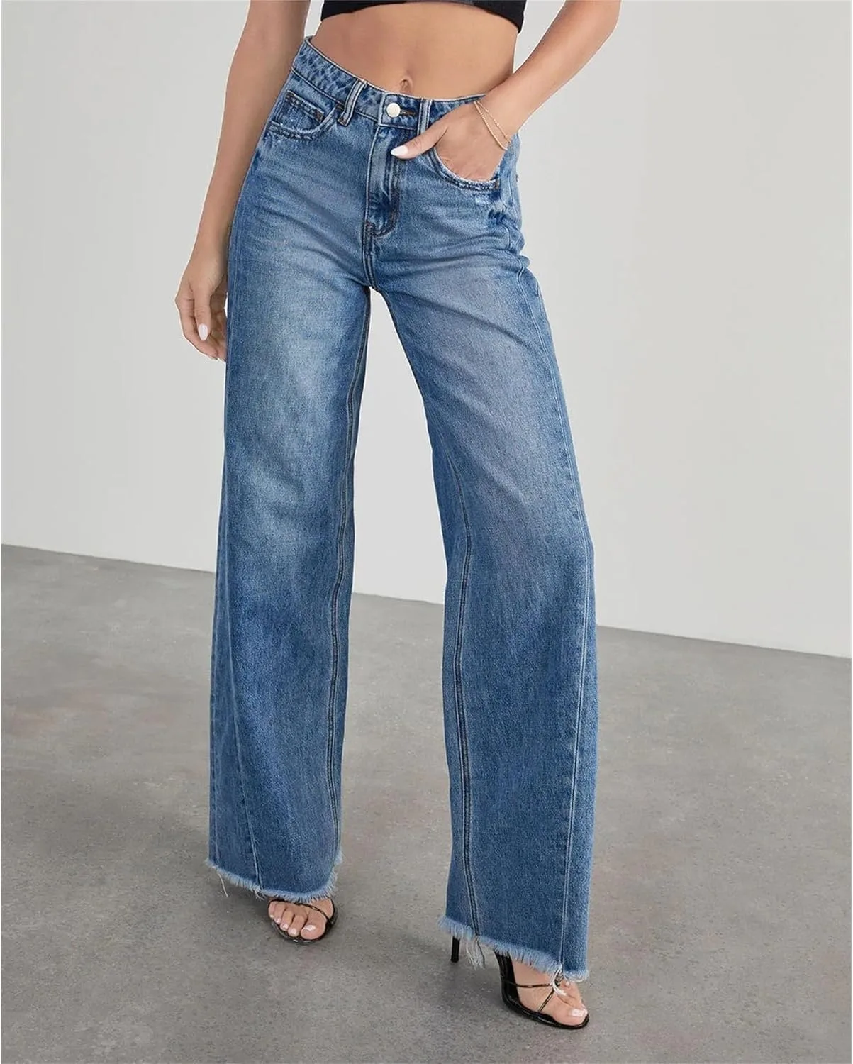 Женские джинсы wide leg high waisted stretchy — фото 3