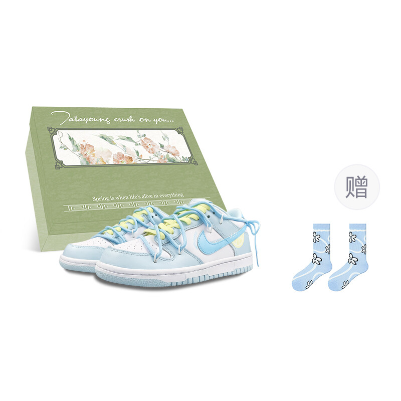 

Кроссовки Nike Dunk Skateboarding Shoes Women's Low-top White/Blue/Yellow, белый/желтый