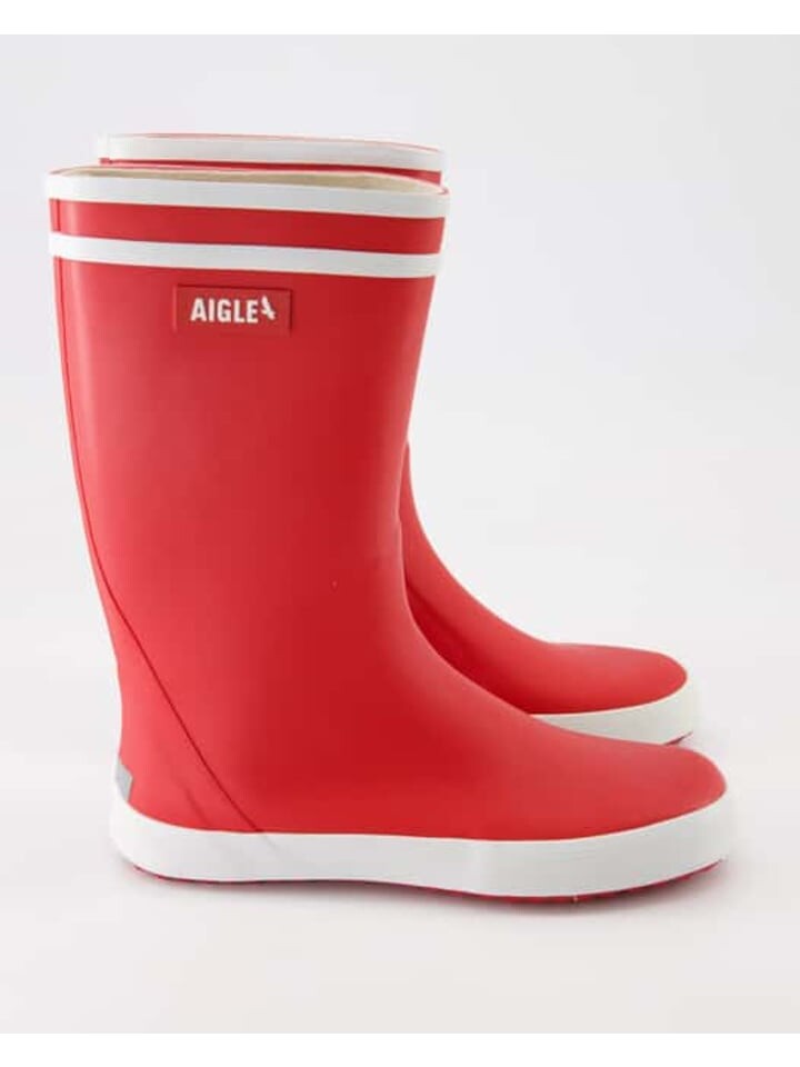 Женские резиновые сапоги Aigle высокие с логотипом, красный — фото 2