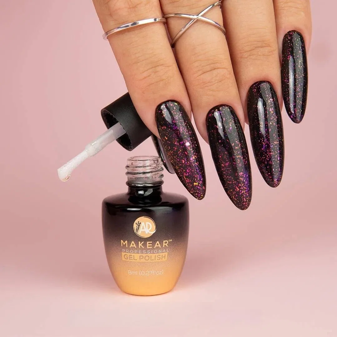 Верхнее покрытие для ногтей Top Cherry No Wipe с эффектом хамелеона Makear, Cherry Glitter